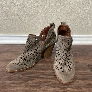 Taupe cut out heeled booties